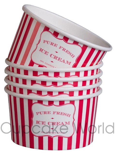 ROBERT GORDON RED CARNIVAL STRIPES ICE CREAM CUP & SPOONS FOR 10 ROBERT GORDON RED CARNIVAL STRIPES ICE CREAM CUP & SPOONS FOR 10